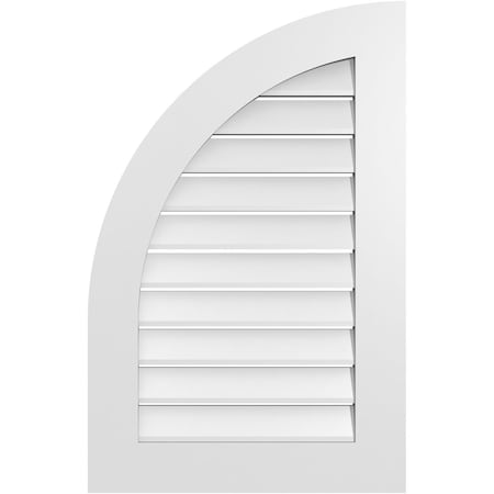 Quarter Round Top Left Surface Mount PVC Gable Vent W/ 3-1/2W X 1P Standard Frame, 22W X 34H